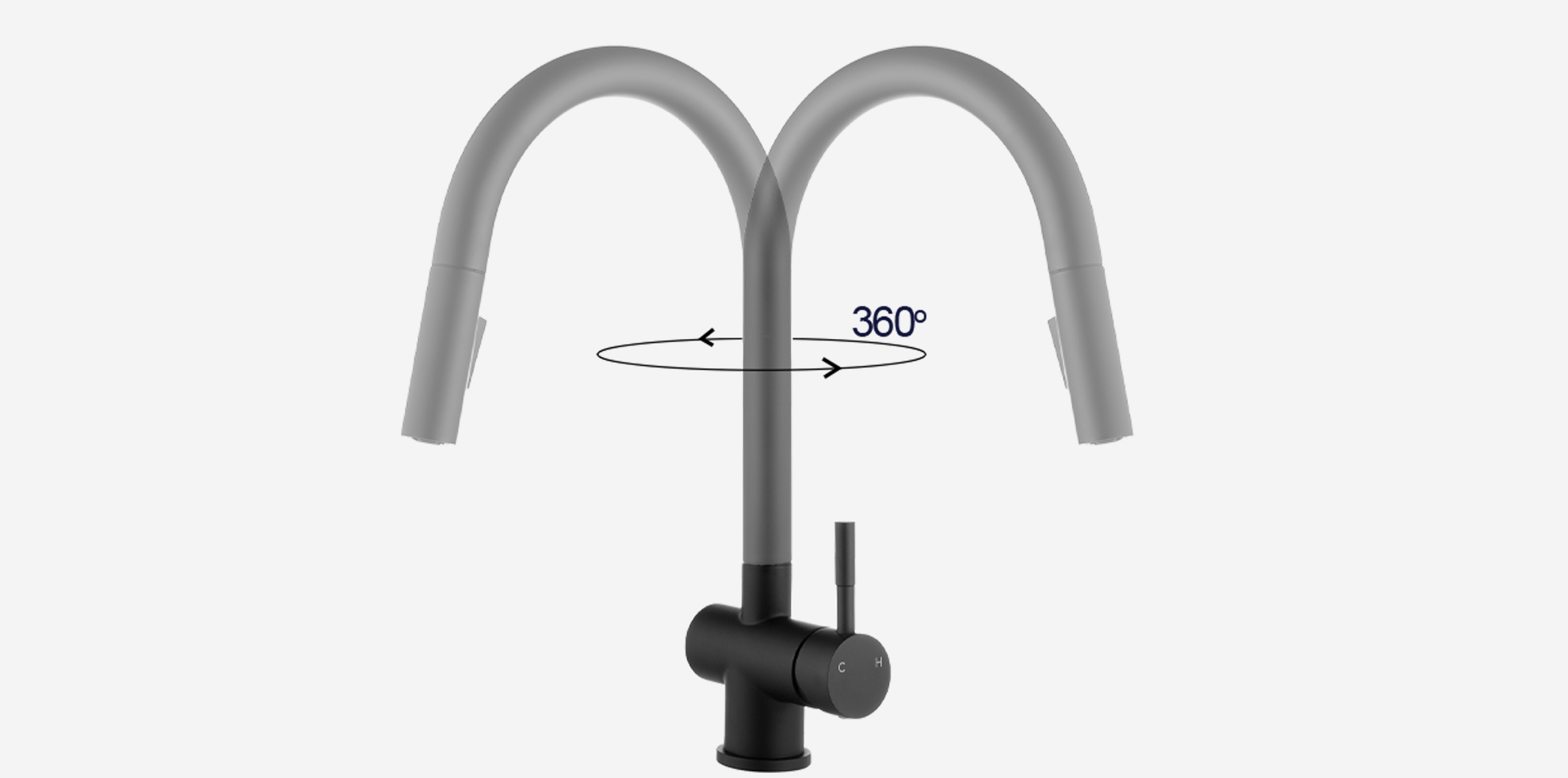 Vòi rửa Kluger KLF0008B thiết kế cao và khả năng xoay 360 độ, tạo ra sự tương thích hoàn hảo với mọi đồ dùng