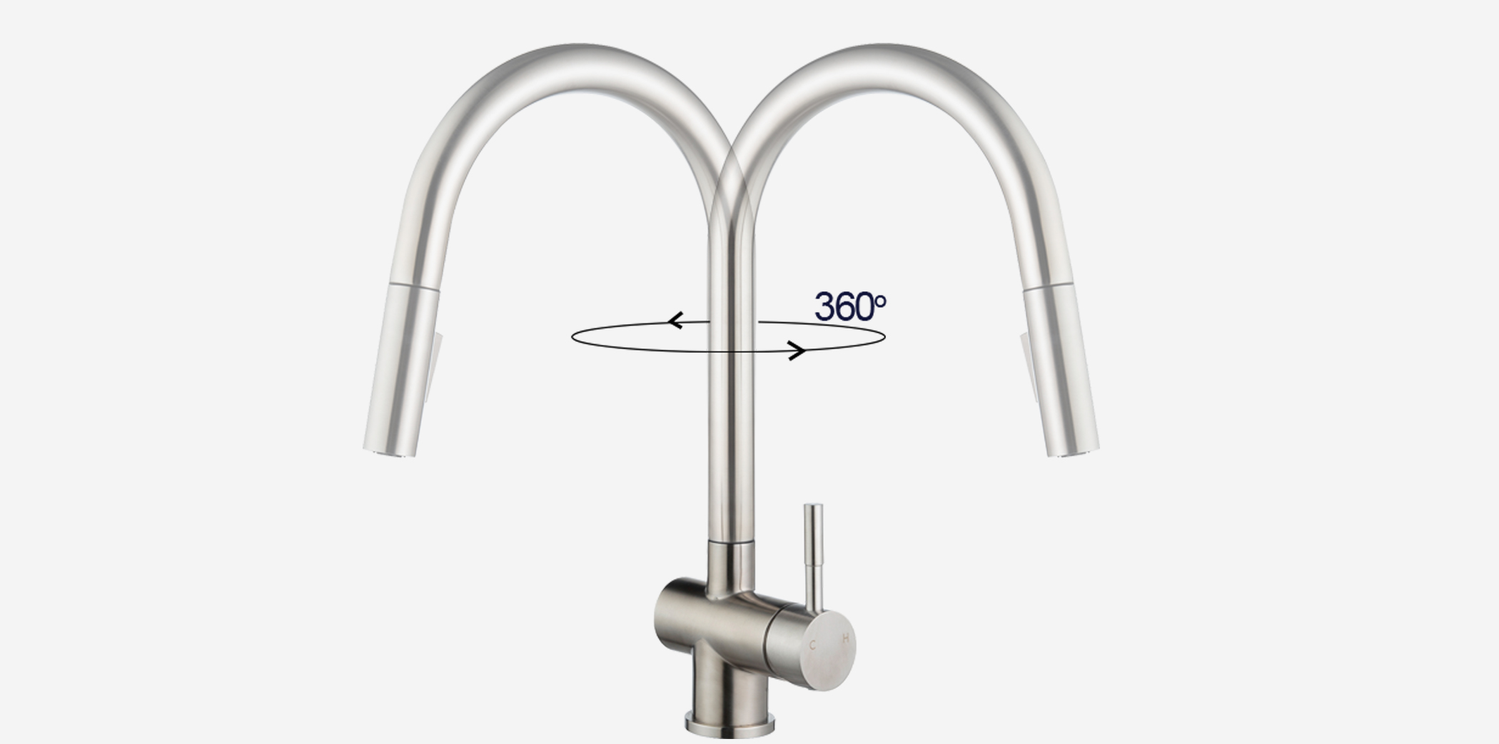 Vòi rửa Kluger KLF0008S thiết kế cao và khả năng xoay 360 độ, tạo ra sự tương thích hoàn hảo với mọi đồ dùng