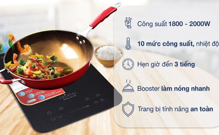 Bếp từ Crystal LY-T39 hoạt động mạnh mẽ với 1800W