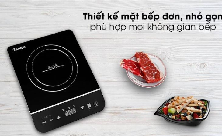 Bếp từ Rapido RI2000ES thiết kế đơn giản, sang trọng