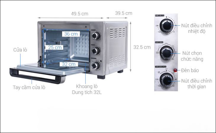 Kích thước lò nướng thùng Sharp