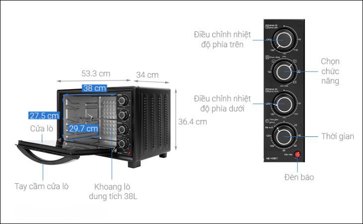 Kích thước lò nướng thùng Panasonic