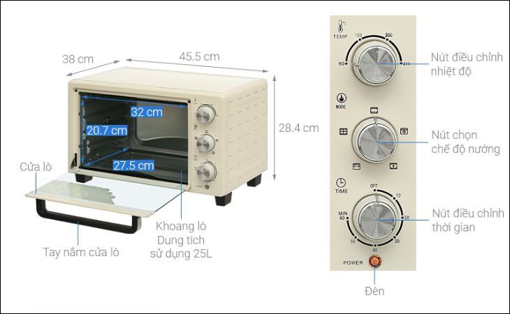 Kích thước lò nướng thùng AVA