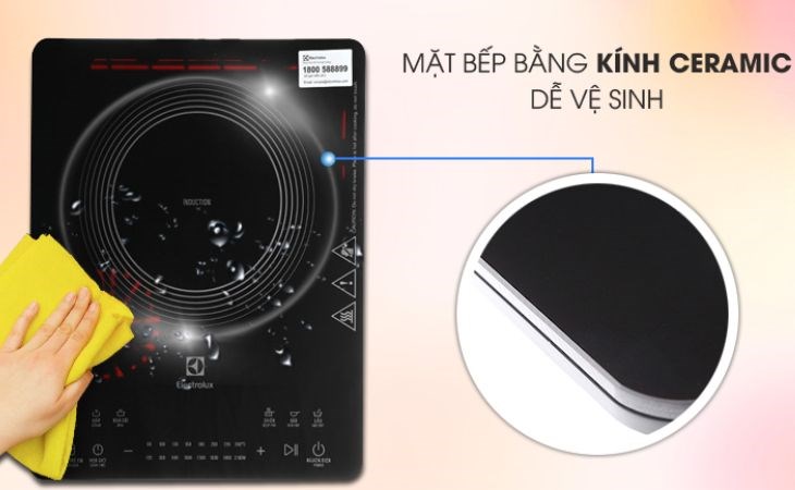 Bếp từ Electrolux ETD42SKR bằng kính Ceramic - Eurokera (Pháp), dễ vệ sinh