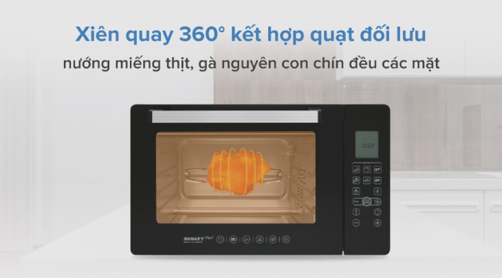 Lò Nướng Sanaky VH 5088N2D 50 lít được trang bị quạt đối lưu, giúp thực phẩm chín đều tất cả các mặt