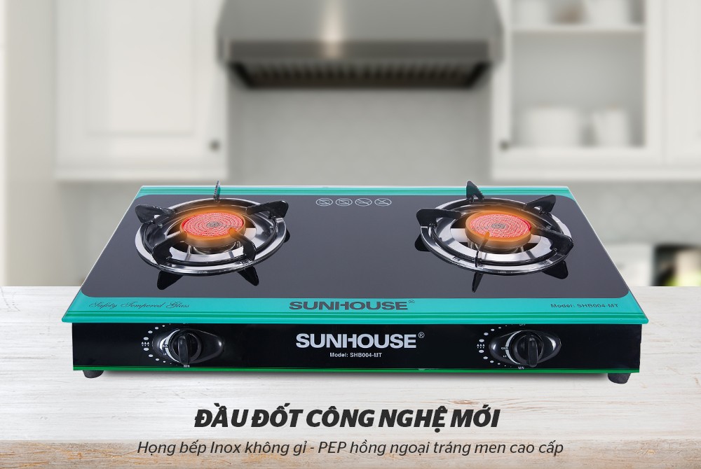 Bếp gas hồng ngoại Sunhouse SHB004MT được tích hợp đầu đốt công nghệ mới, giúp tiết kiệm thời gian nấu nướng