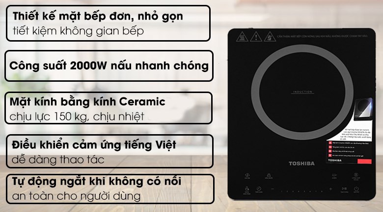 Bếp từ Toshiba IC-20S4PV có công suất mạnh mẽ 2000W, gia nhiệt nhanh nhờ mâm nhiệt kép giúp thức ăn chín mau, tiết kiệm điện năng hiệu quả