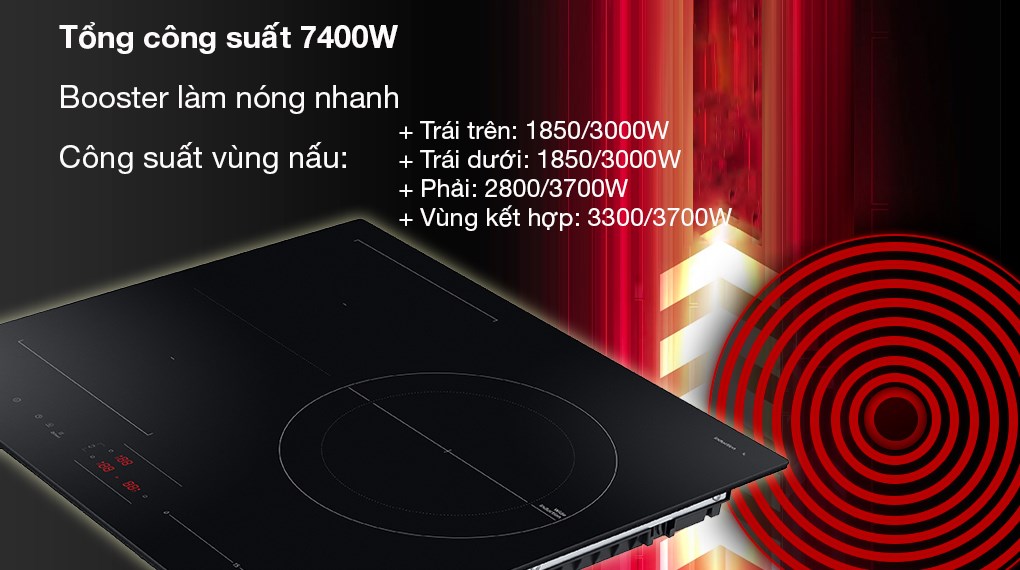 Bếp từ 3 vùng nấu Samsung NZ63B5046FK/SV