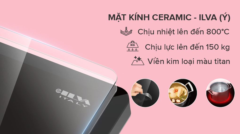 Mặt kính Ceramic giúp bếp từ đôi Comfee dễ dàng vệ sinh và giúp bếp luôn bền đẹp