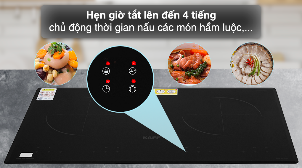 Nhiều chức năng hiện đại của bếp từ Kaff mang lại an toàn khi dùng