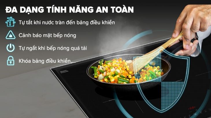 Bếp từ đôi lắp âm Sunhouse Mama MMB9996 được tích hợp nhiều tính năng hiện đại đảm bảo an toàn cho người sử dụng