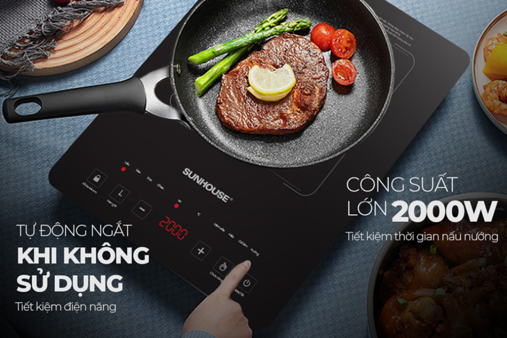 Bếp từ Sunhouse SHD6805 với tính năng tự động ngắt khi không sử dụng giúp đảm bảo an toàn