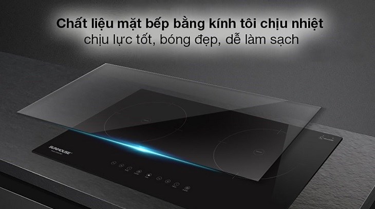 Bếp từ đôi lắp âm Sunhouse SHB9111MT có chất liệu bề mặt làm bằng kính tôi chịu lực bền bỉ và tăng vẻ đẹp sang trọng cho không gian nhà bếp