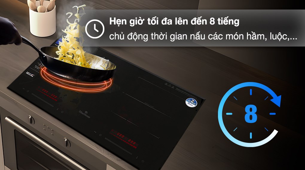 Bếp từ đôi lắp âm BlueStone ICB-6917 có tính năng hẹn giờ, giúp đảm bảo an toàn trong quá trình nấu nướng