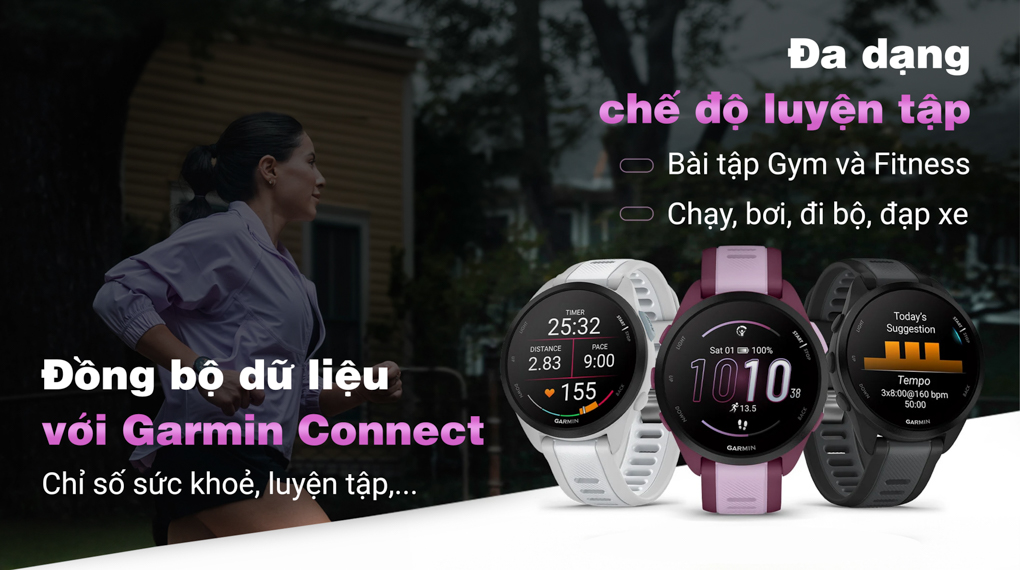 Garmin Forerunner 165 Music 43mm với tính năng đo quãng đường đi được giúp bạn theo dõi chính xác quãng đường vận động hằng ngày