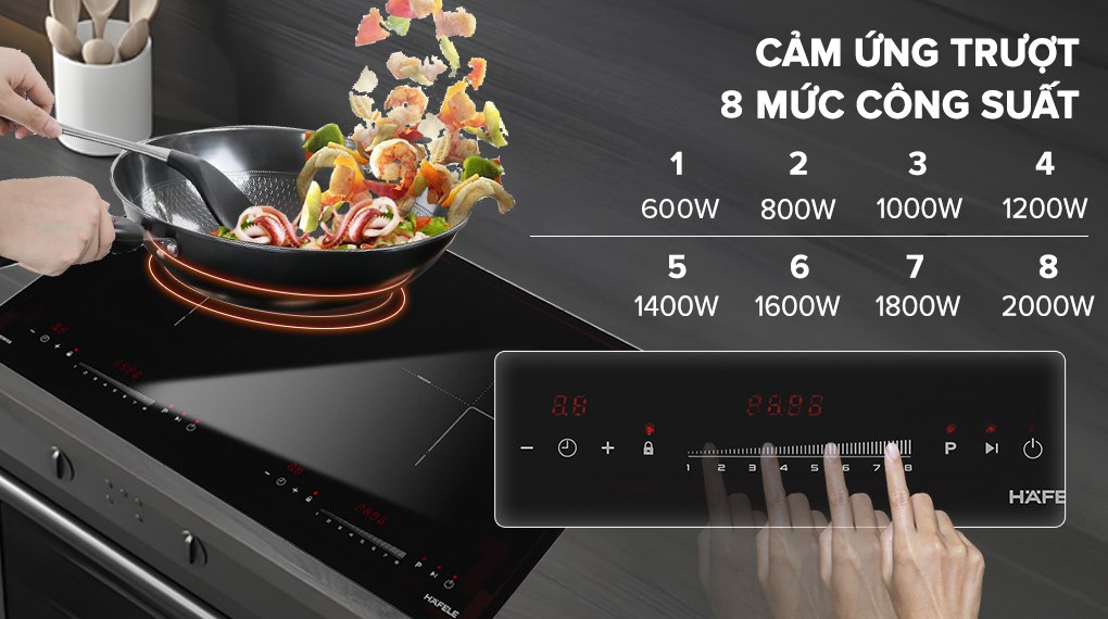Bếp từ đôi lắp âm Hafele HC-I2732A sử dụng bảng điều khiển cảm ứng trượt hiện đại
