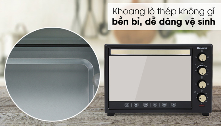 Lò nướng Kangaroo có khoang lò được làm bằng thép không gỉ bền bỉ
