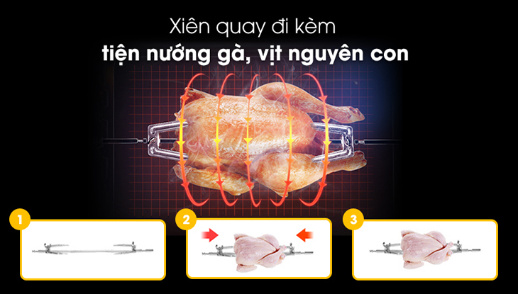 Lò nướng Kangaroo hỗ trợ thêm nướng xiên quay