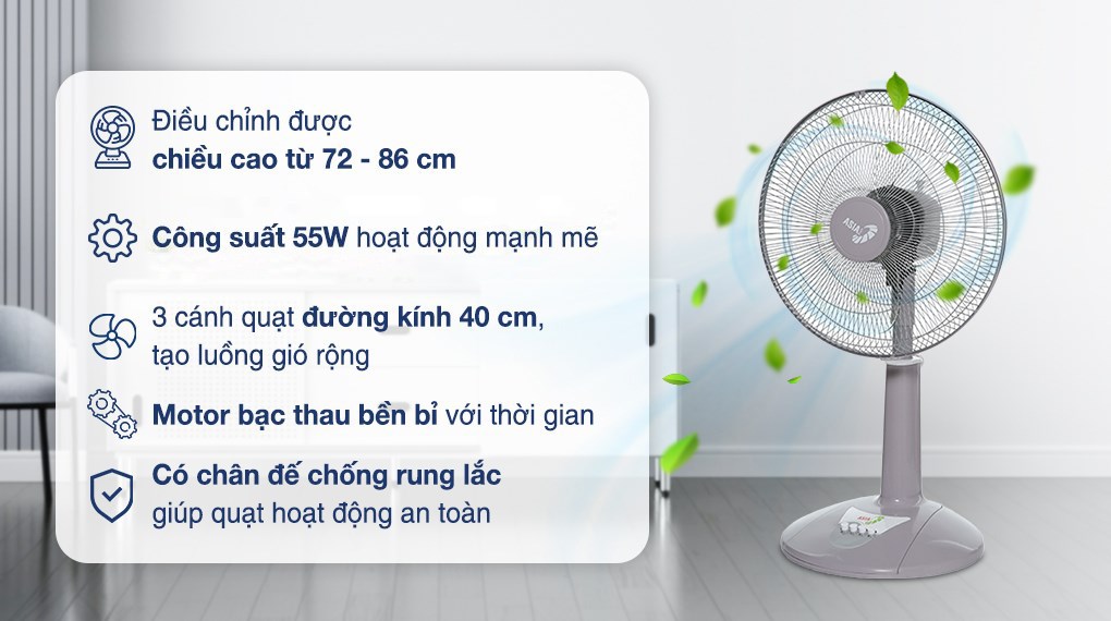 Không di chuyển khi quạt lửng Asia 3 cánh VY358990 55W đang quay
