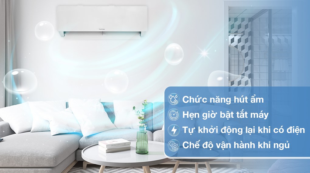 Máy lạnh Nagakawa Inverter 1.5 HP NIS-C12R2T28 với chế độ Dry giúp hút ẩm trong không khí