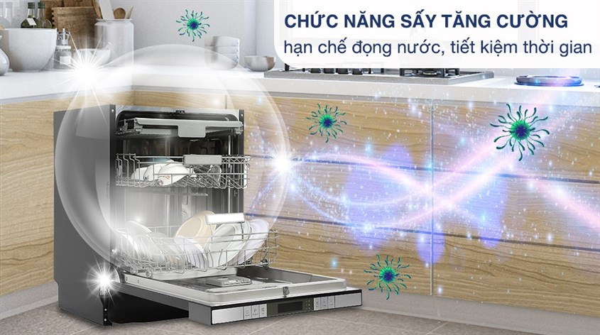 Chức năng sấy thêm giúp tiết kiệm thời gian trên máy rửa chén bán âm Hafele HDW-SI60AB (538.21.320)