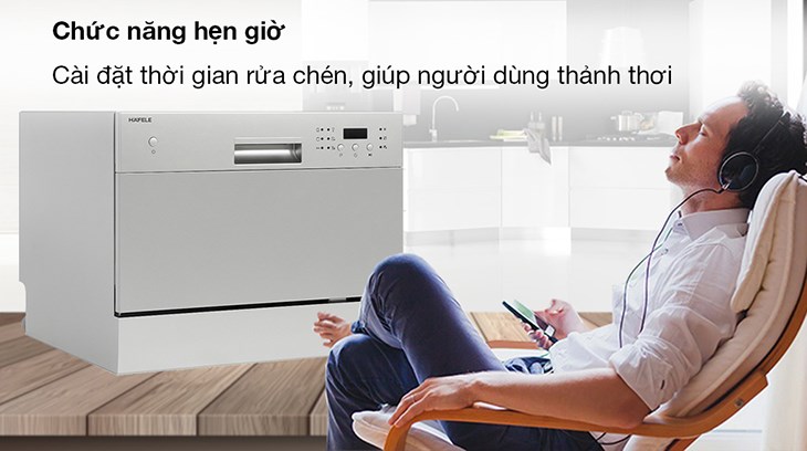 Máy rửa chén mini Hafele HDW-T50A (538.21.190) có chức năng hẹn giờ giúp bạn linh hoạt sử dụng