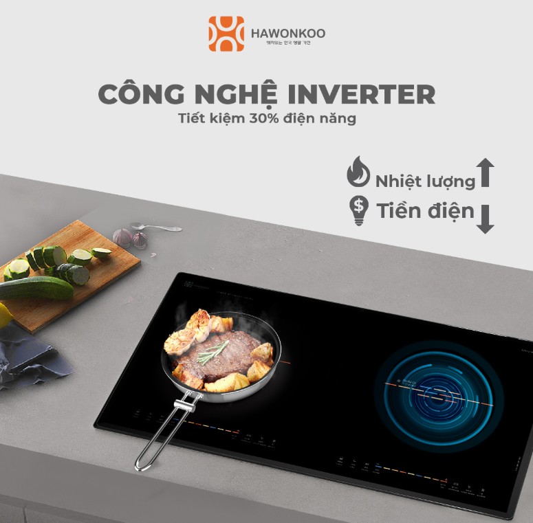 Bếp từ hồng ngoại lắp âm Hawonkoo CEH-210-IF có tính năng Booster làm nóng nhanh, tiết kiệm thời gian