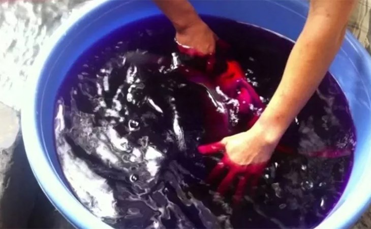 Bạn nhỏ vài giọt thuốc tím lên vết lem và kết hợp với nước cốt chanh để tăng hiệu quả