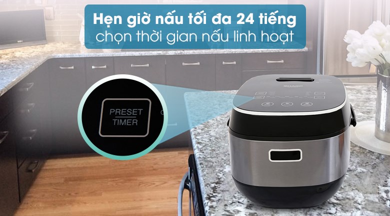 Nồi cơm cao tần Sharp 1.8 lít KS-IH191V-BK tích hợp tính năng hẹn giờ nấu tiện lợi