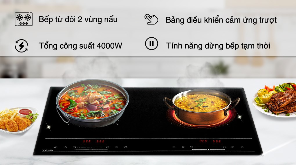 Bếp từ hồng ngoại lắp âm Teka HIC 7320 D với nút Pause cho phép bạn tạm thời dừng quá trình nấu nướng mà không cần tắt bếp hoàn toàn