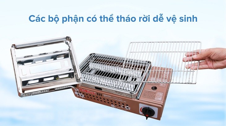 Các bộ phận của bếp nướng ga Namilux NH-84N có thể tháo rời, dễ dàng vệ sinh sau khi sử dụng