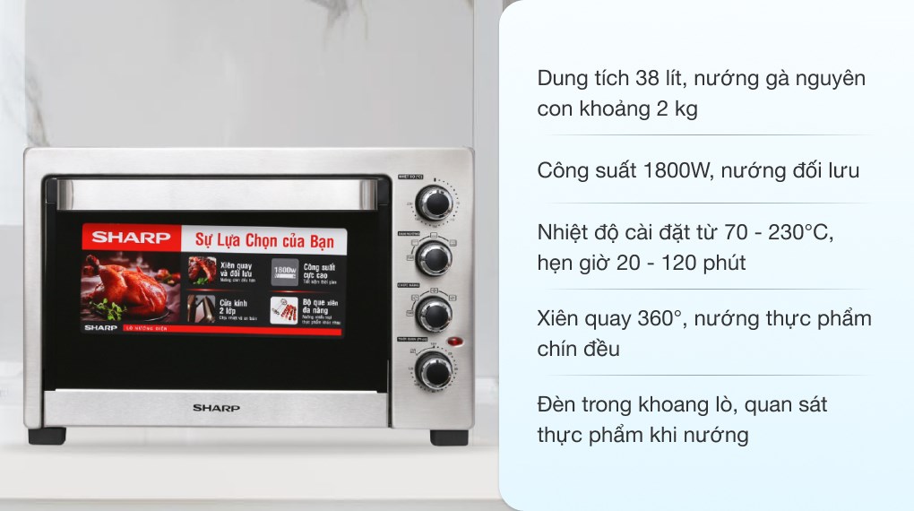 Lò nướng Sharp EO-A384RCSV-ST 38 lít