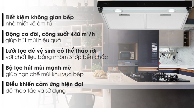 Máy hút mùi âm tủ Hafele HC-BI70B (538.86.095) sang trọng, vỏ thép không gỉ bền đẹp, dễ lau chùi