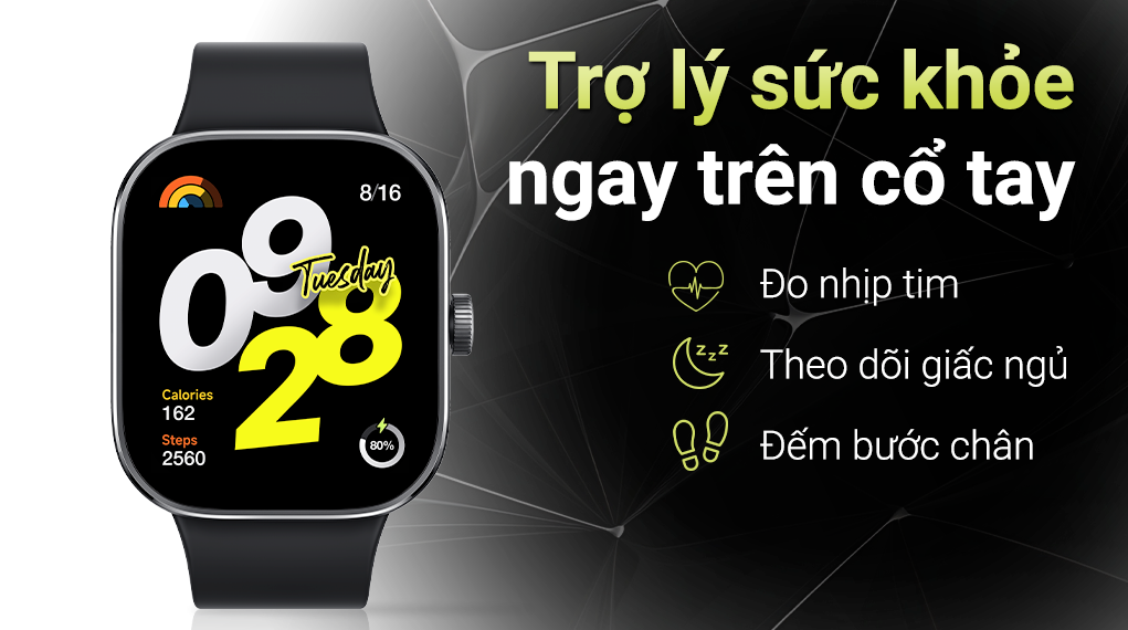 Đồng hồ thông minh Xiaomi Redmi Watch 4 47.5mm vó thể theo dõi nhịp tim với hệ thống cảm biến hiện đại và thuật toán thông minh, được cải thiện khả năng chính xác