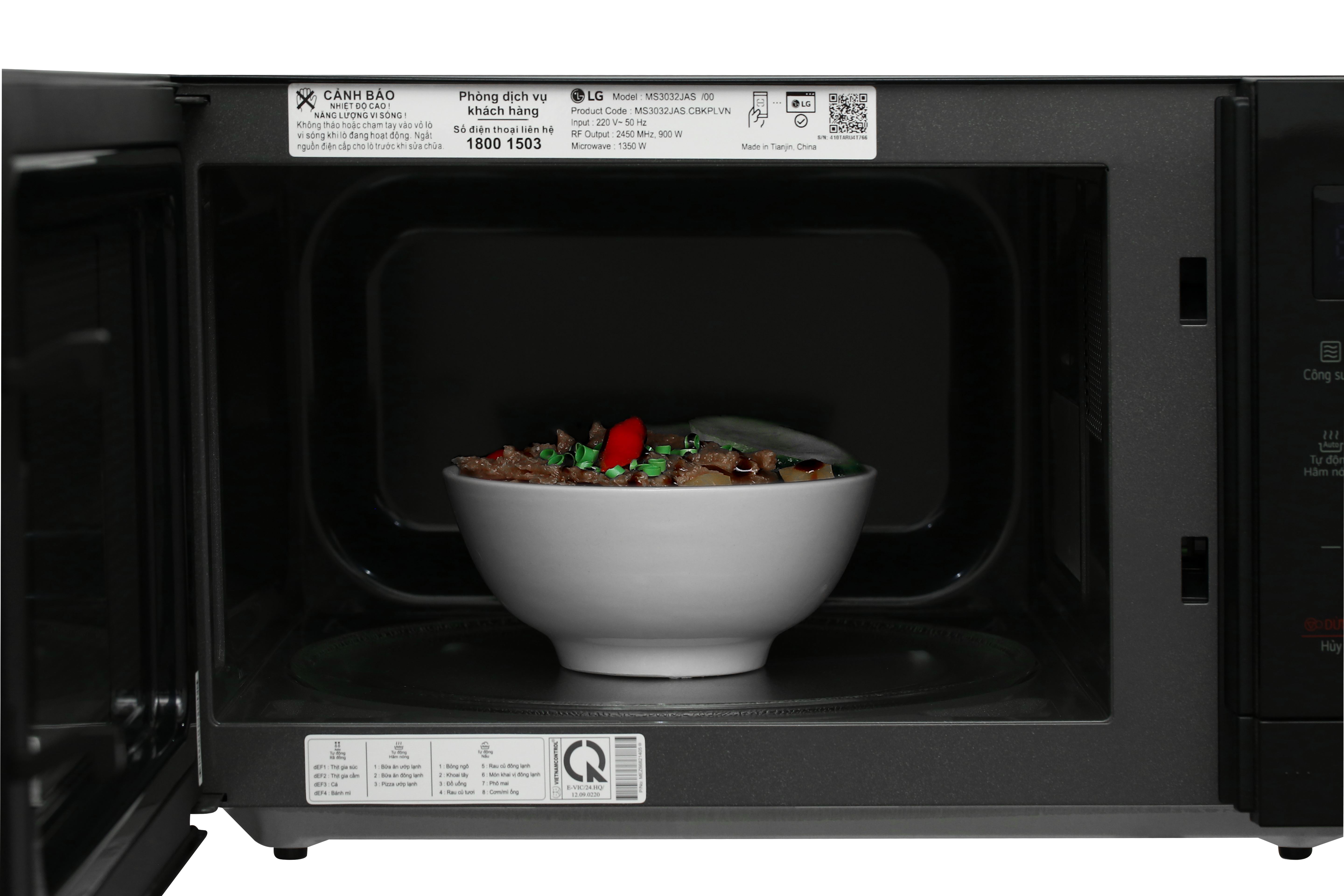 Chọn món, nhập trọng lượng, lò vi sóng LG MS3032JAS 30 lít tự tính công suất và thời gian nấu chuẩn xác, siêu tiện!