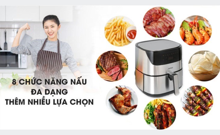 Nồi chiên không dầu Hafele AF-T5A (535.43.712) 5 lít có thể nấu được nhiều món chiên nướng, giúp bạn có thêm nhiều lựa chọn nấu ăn