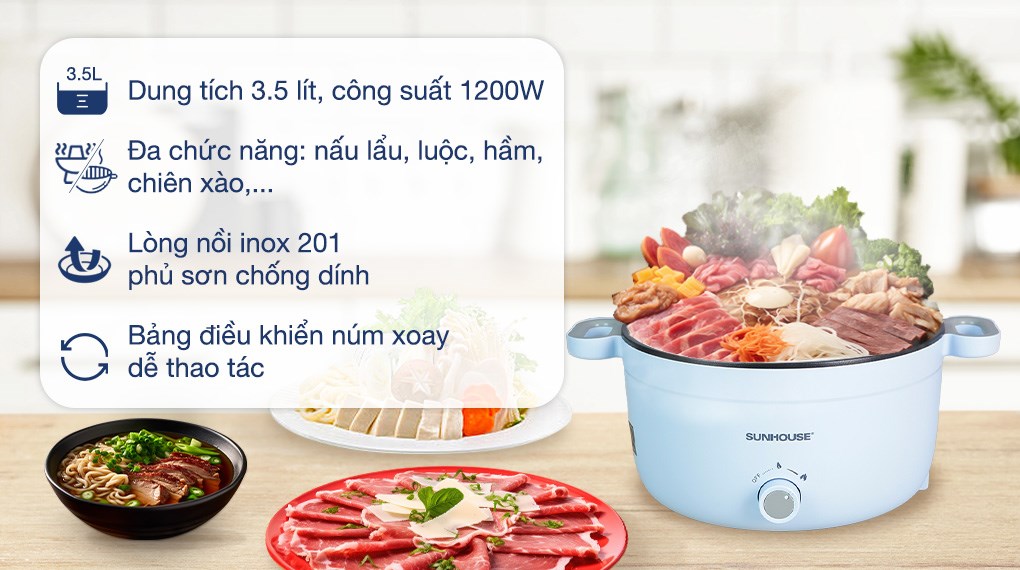 Nồi lẩu điện Sunhouse SHD4528 3.5 lít