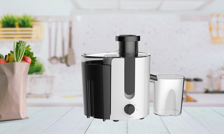 Máy ép hoa quả Midea có thiết kế gọn nhẹ cùng màu sắc hiện đại, trang nhã