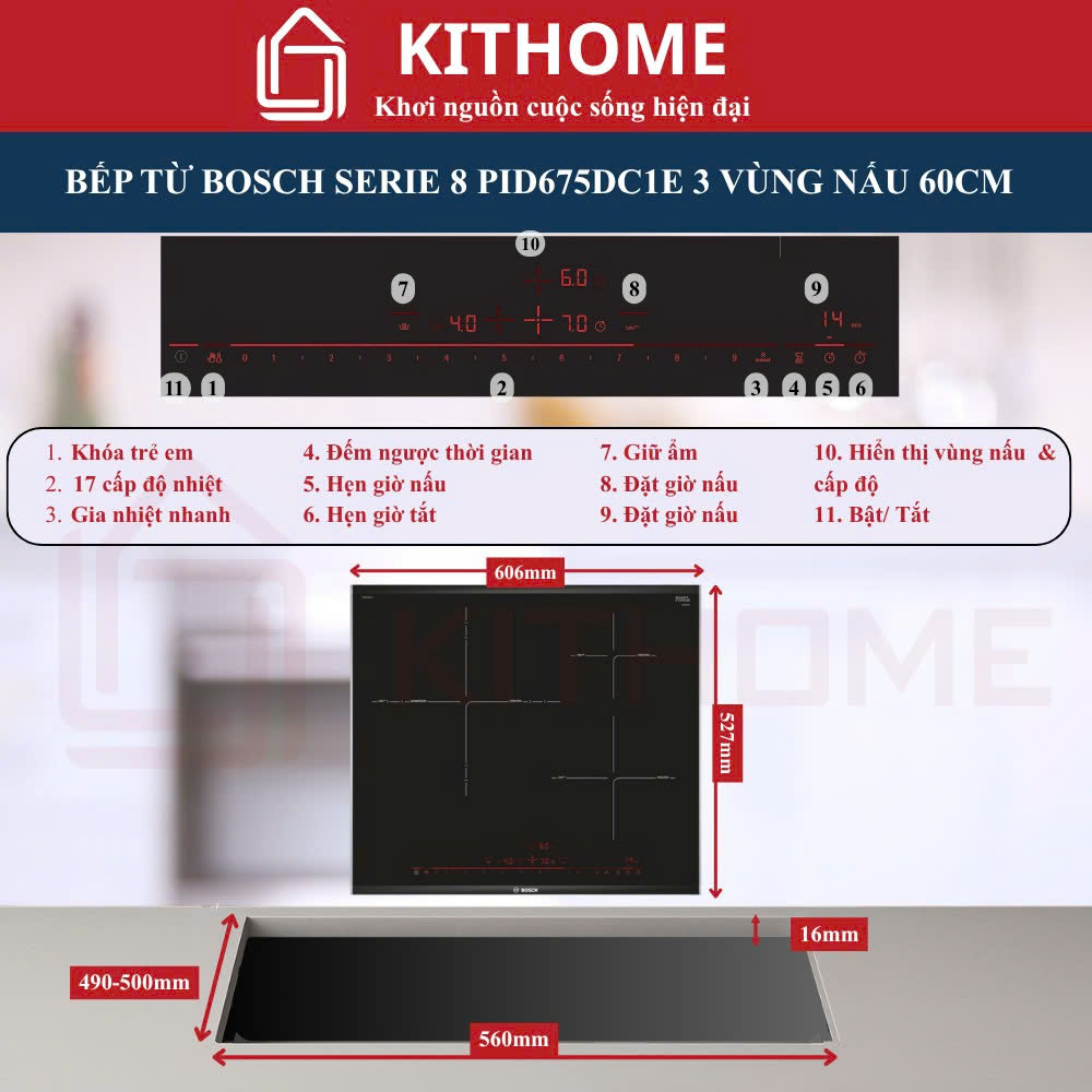 Ưu điểm nổi bật của Bếp từ bosch pid675dc1e series 8 nhập khẩu Tây Ban Nha