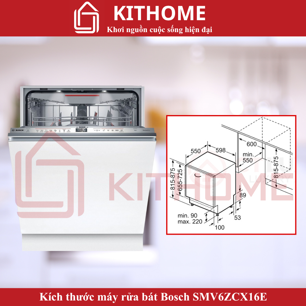 Kích thước máy rửa bát Bosch smv6zcx16e