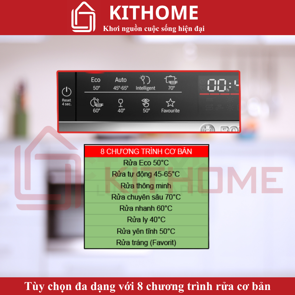 8 chương trình rửa đa dạng – phù hợp mọi nhu cầu hằng ngày