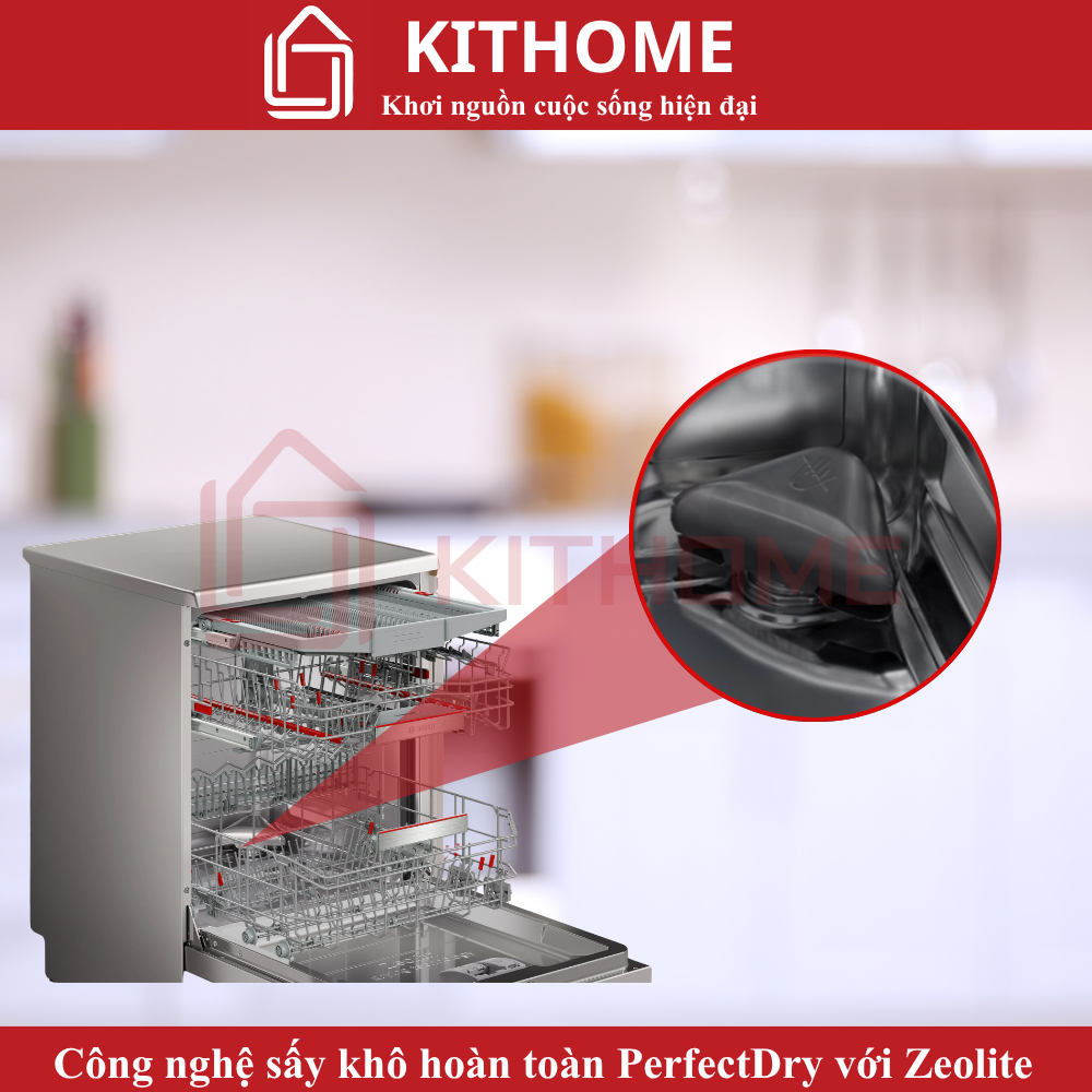 Tính năng PerfectDry with Zeolith – sấy khô hoàn hảo kể cả đồ nhựa