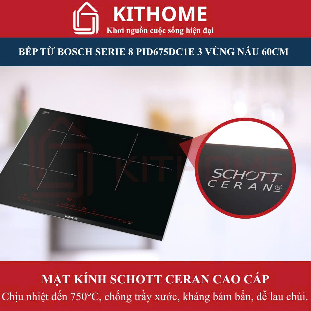 Mặt kính Schottcera bền bỉ, chống xước, chịu nhiệt cao
