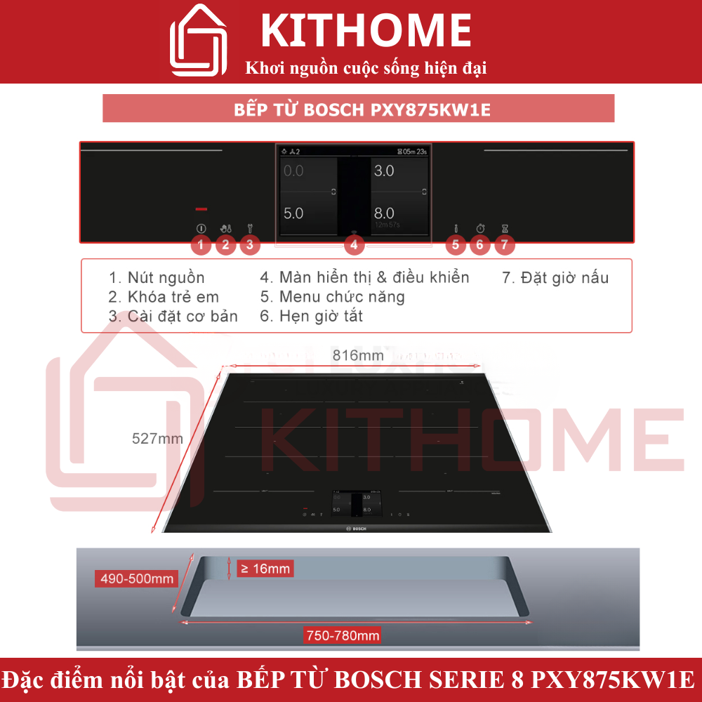 Đặc điểm nổi bật của Bếp từ Bosch PXY875KW1E Serie 8