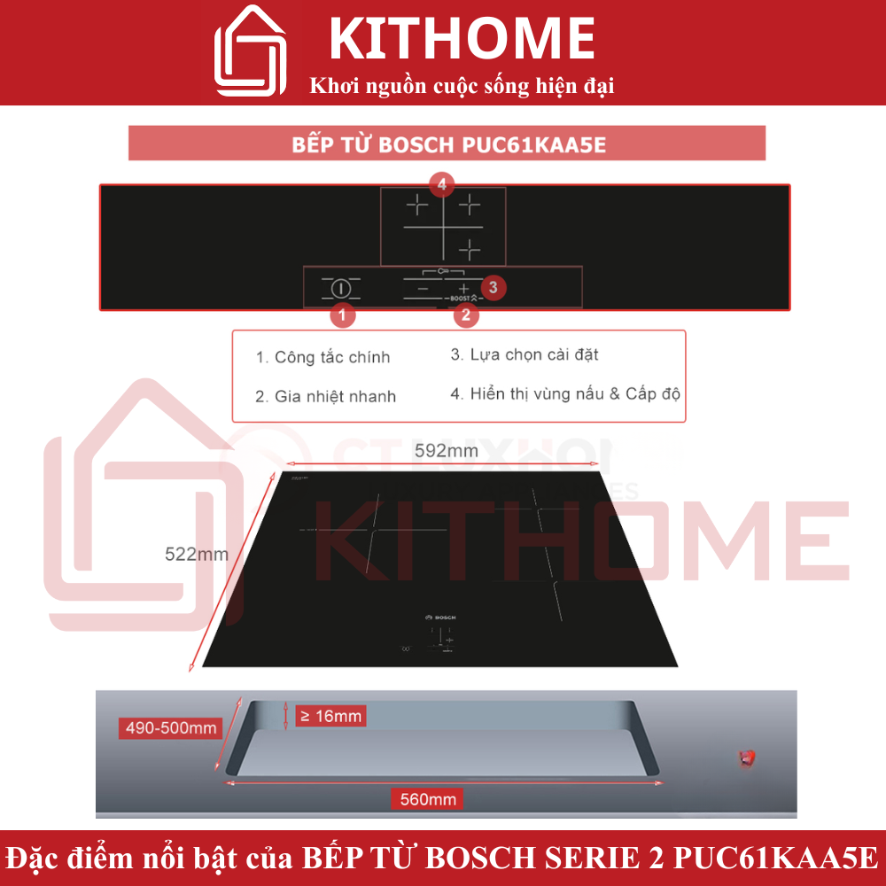 Đặc điểm nổi bật của Bếp từ Bosch PUC61KAA5E Serie 2