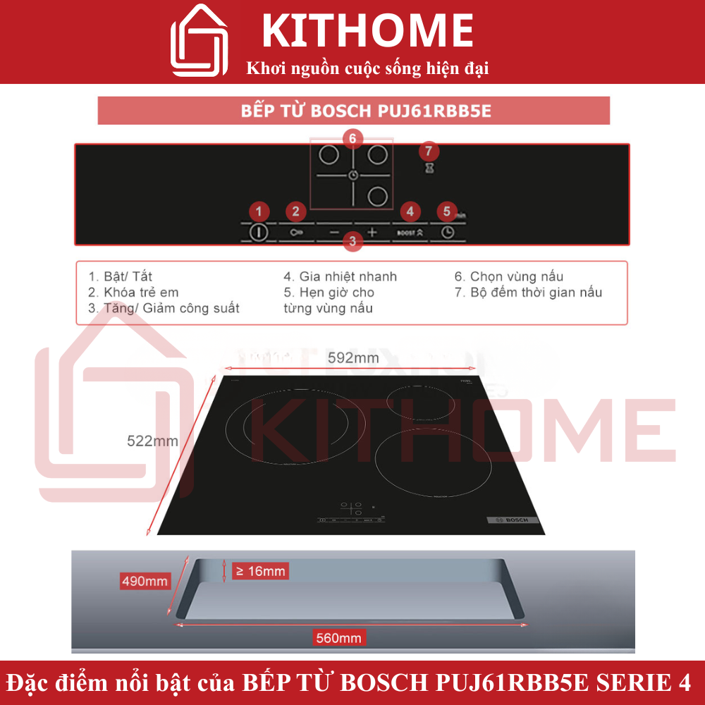 Đặc điểm nổi bật của Bếp từ Bosch PUJ61RBB5E Serie 4