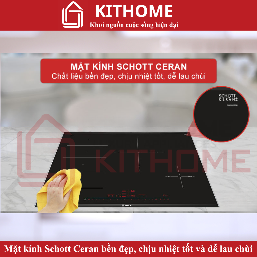 Mặt kính Schott Ceran bền đẹp, chịu nhiệt và dễ lau chùi