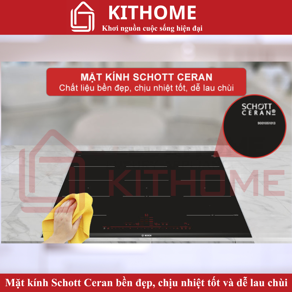 Mặt kính Schott Ceran bền đẹp, chịu nhiệt tốt và dễ lau chùi