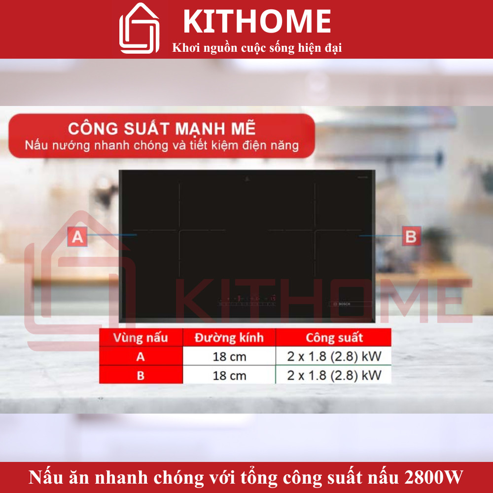 Công suất nấu mạnh mẽ 2800W