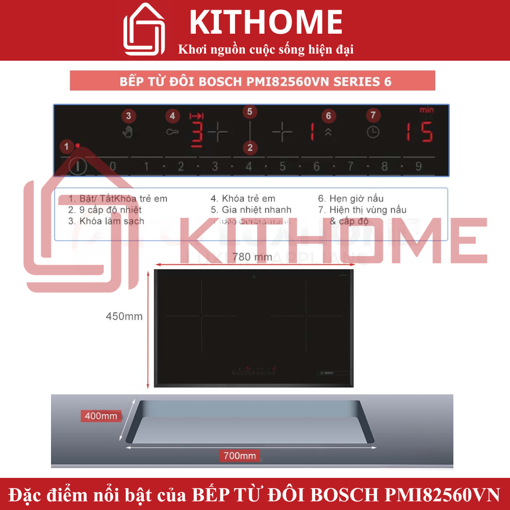 Đặc điểm nổi bật của bếp từ đôi Bosch PMI82560VN Serie 6